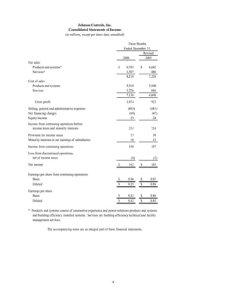 johnson controls  FY2007 1st Quarter Form 10-Q  