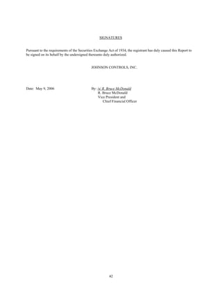 johnson controls  FY2006 2nd Quarter Form 10-Q  