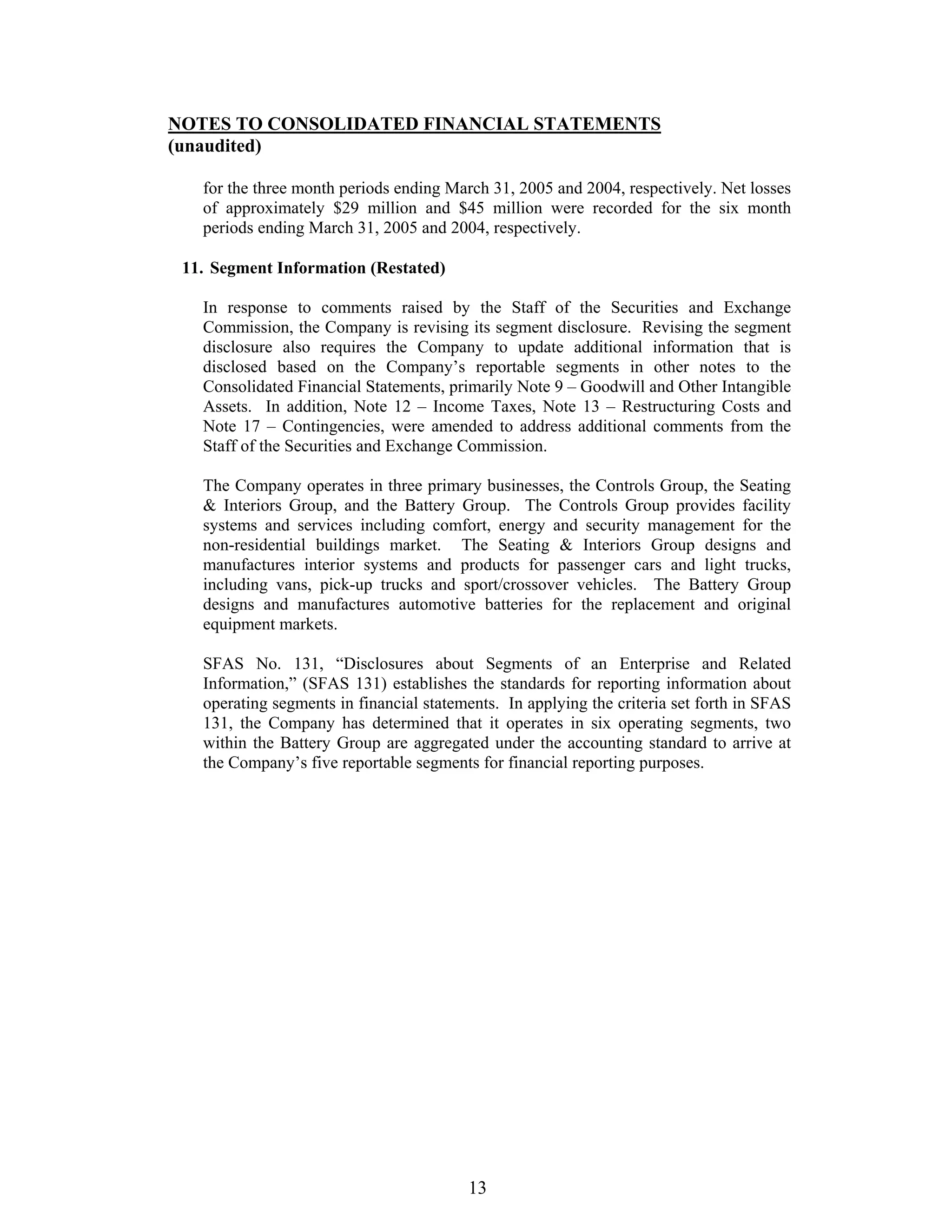johnson controls FY2005 2nd Quarter Form 10-QA