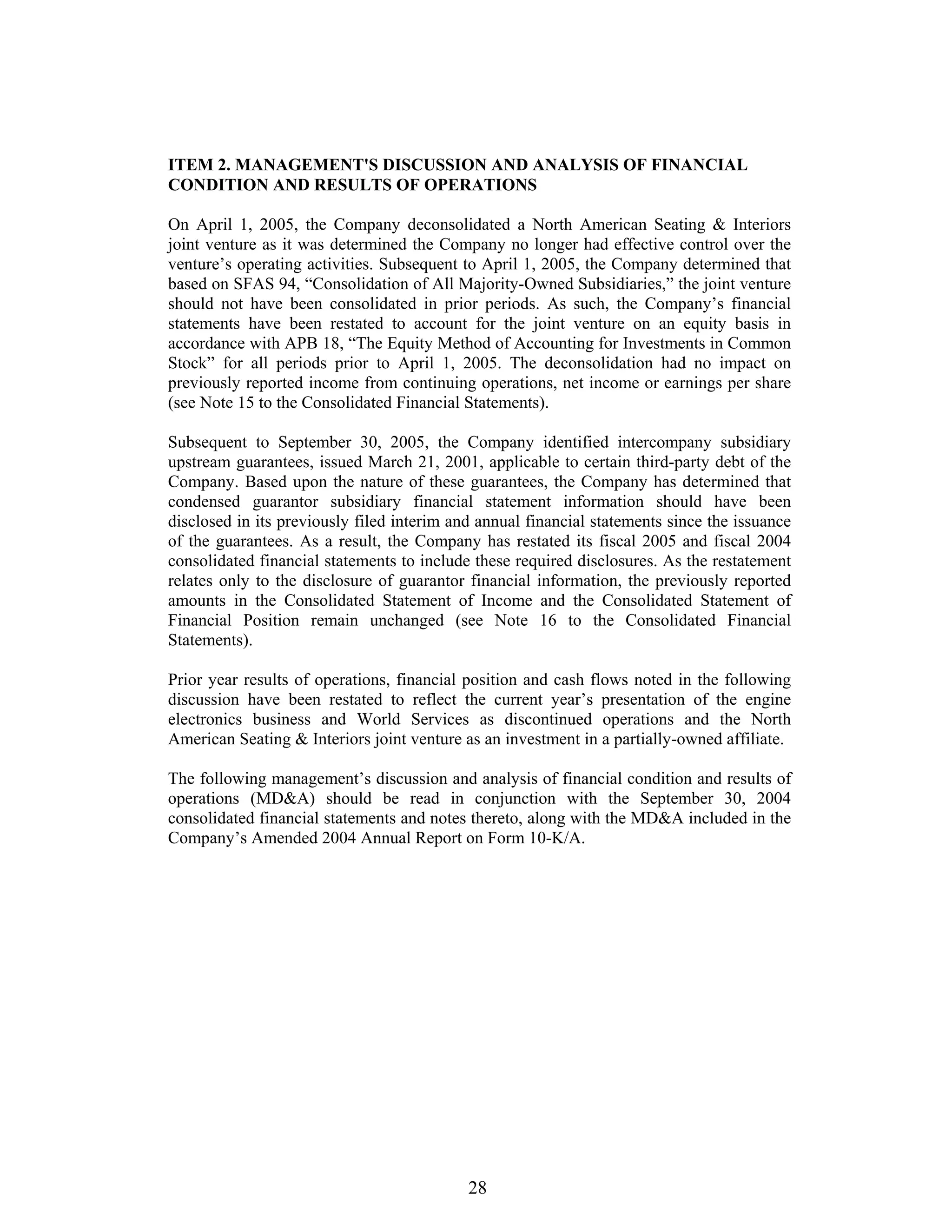 johnson controls FY2005 2nd Quarter Form 10-QA
