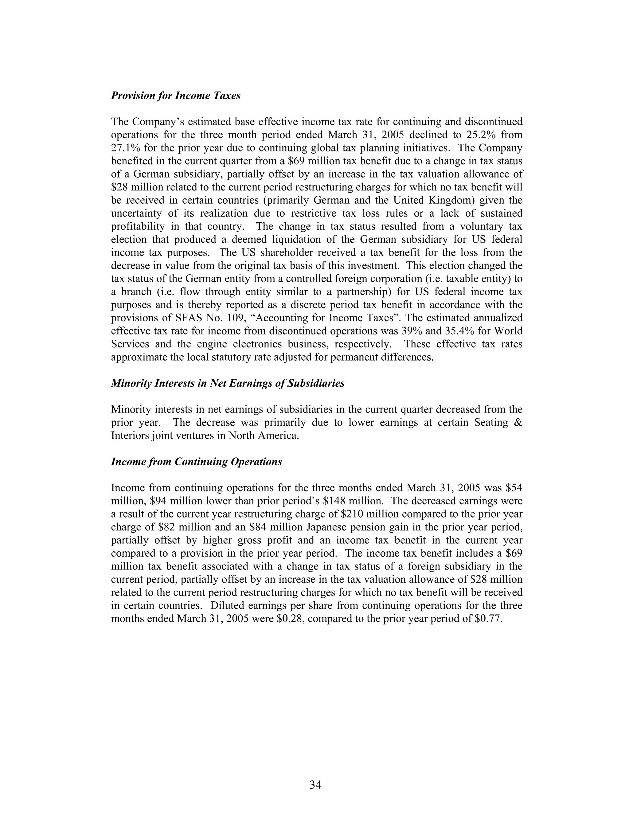 johnson controls FY2005 2nd Quarter Form 10-QA