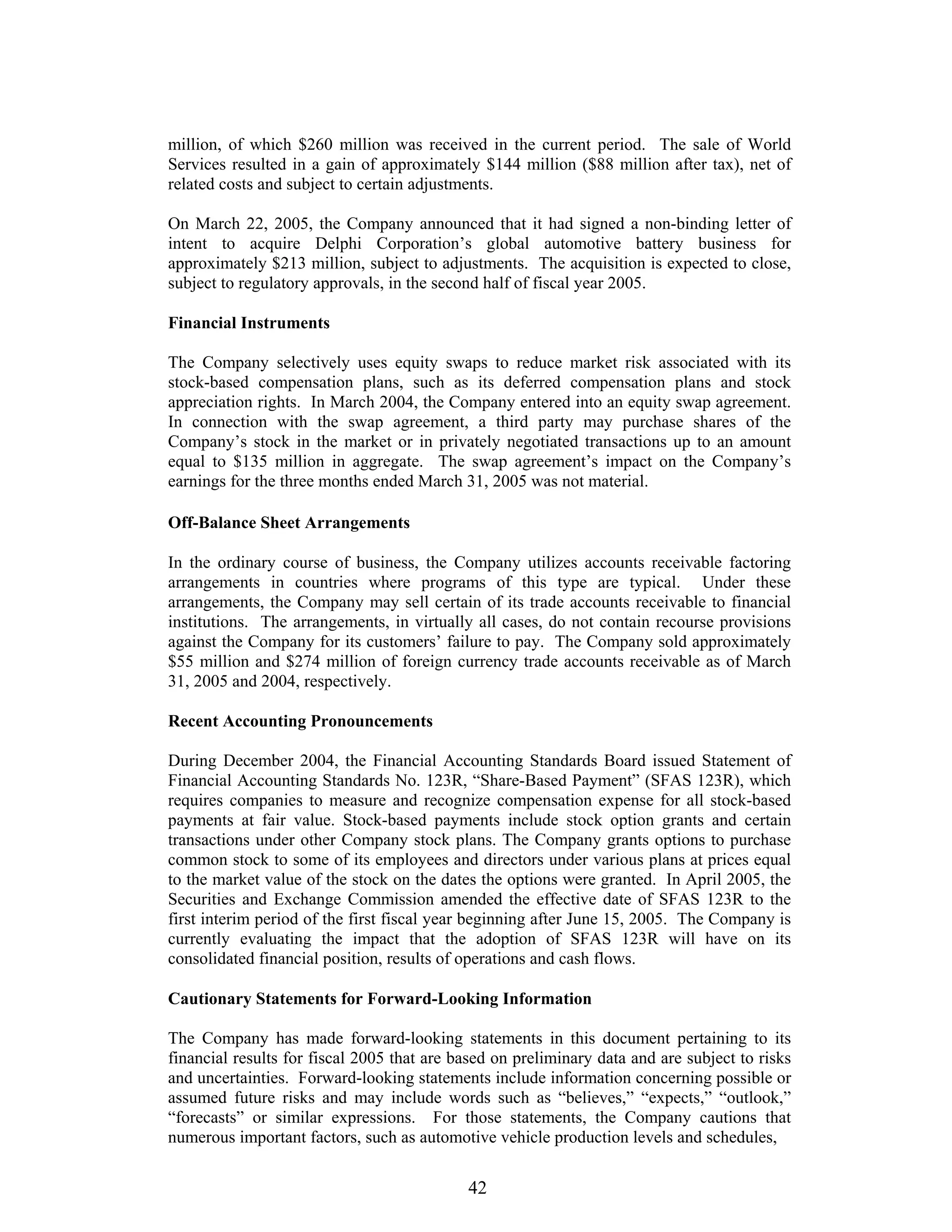 johnson controls FY2005 2nd Quarter Form 10-QA