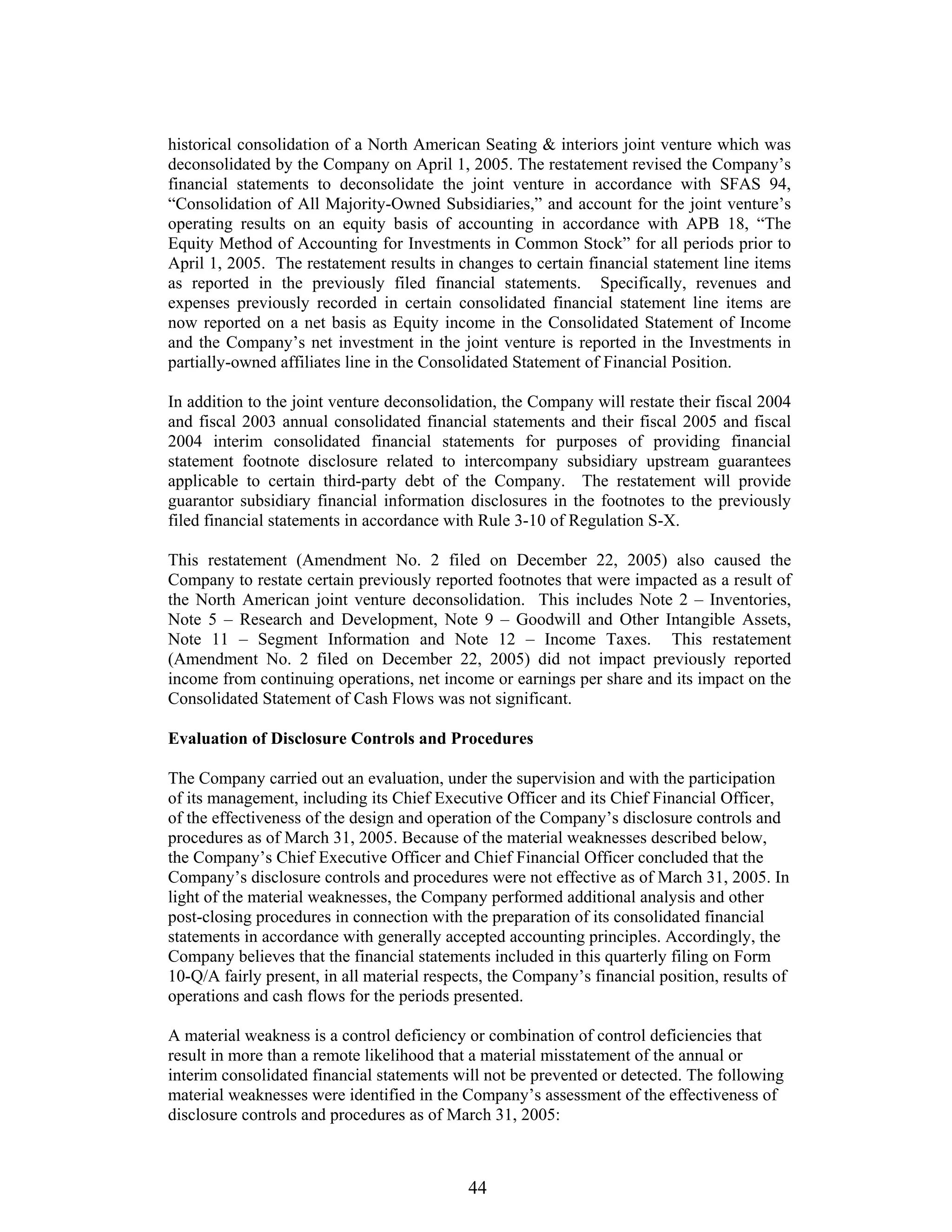 johnson controls FY2005 2nd Quarter Form 10-QA