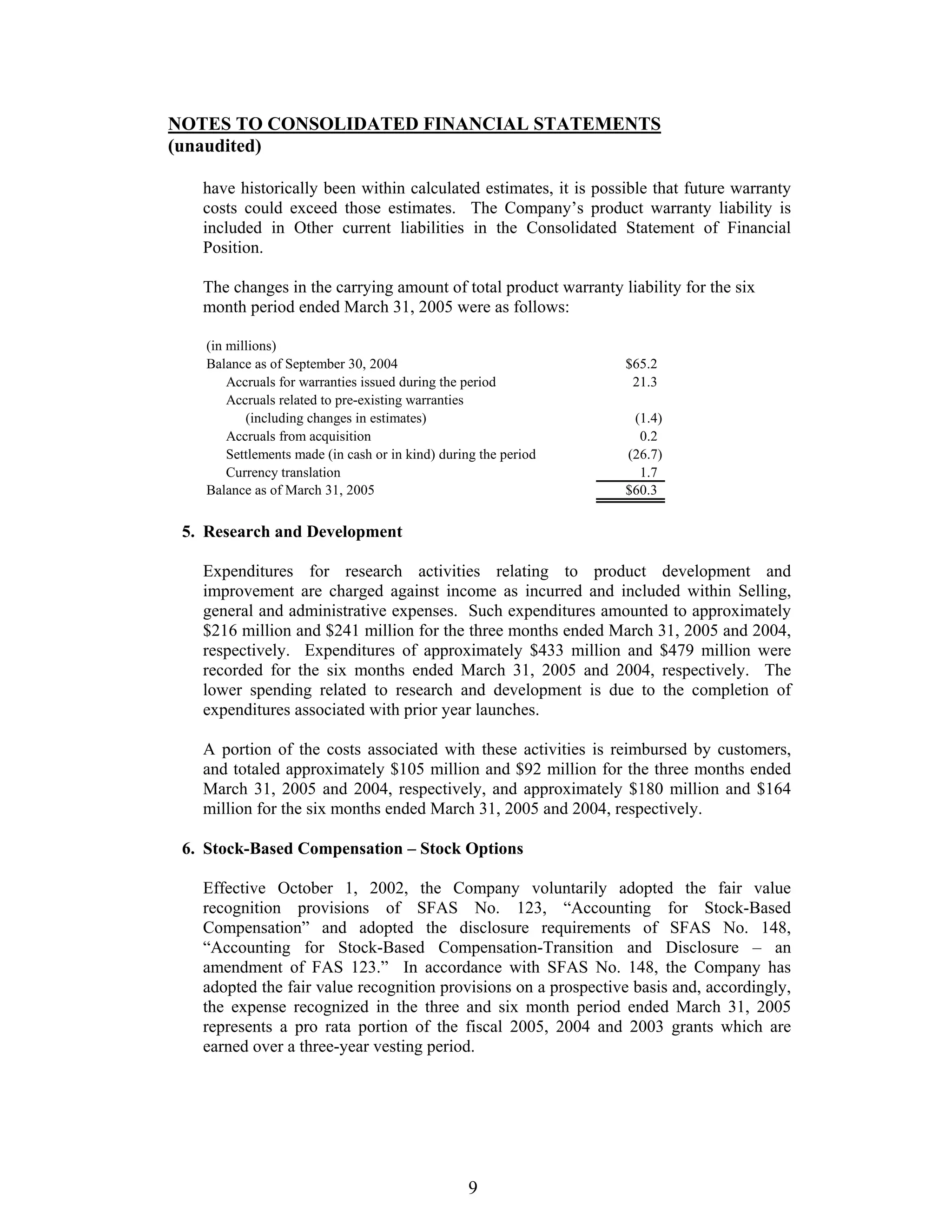 johnson controls FY2005 2nd Quarter Form 10-QA