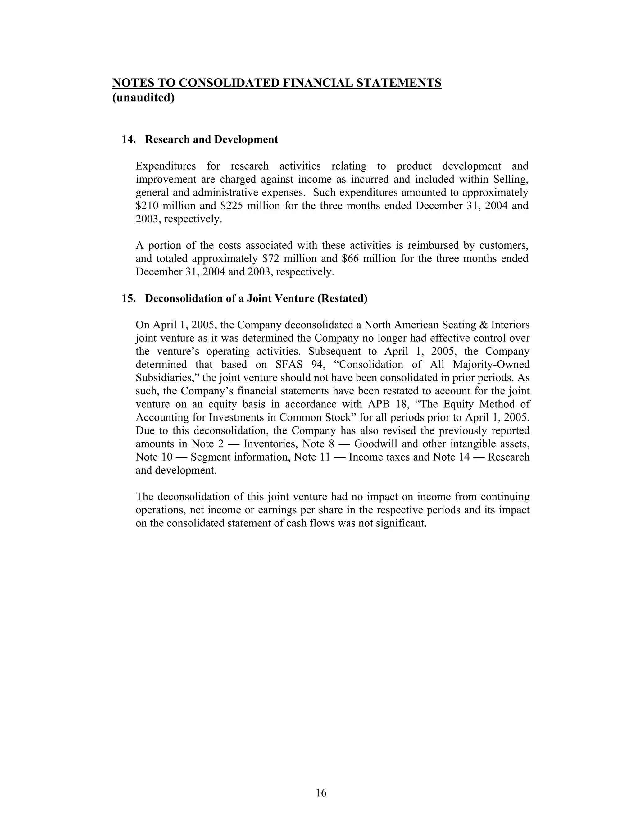 johnson controls FY2005 1st Quarter Form 10-QA