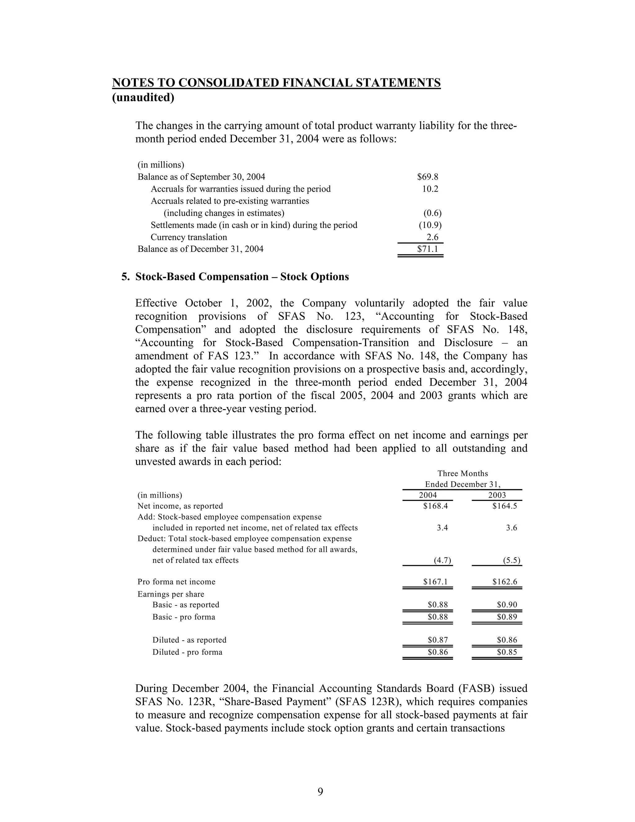 johnson controls FY2005 1st Quarter Form 10-QA