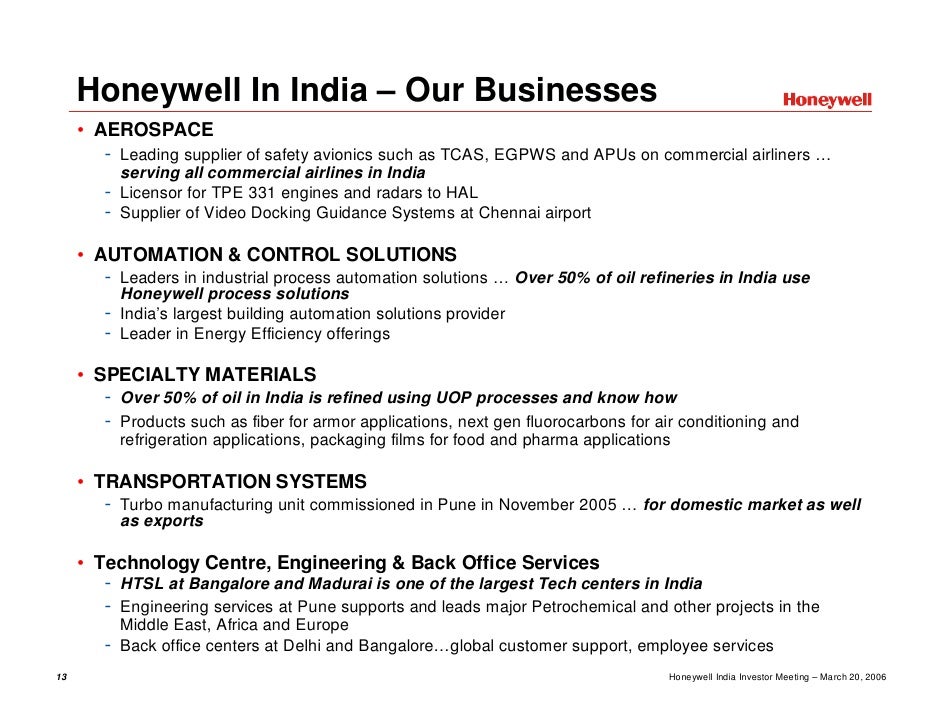 Honeywell Honeywell in India (Merrill Lynch Presentation)