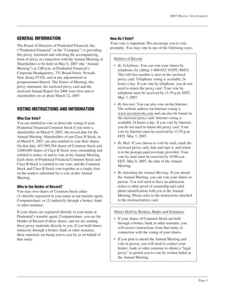  prudential financial  Proxy Statements 2007