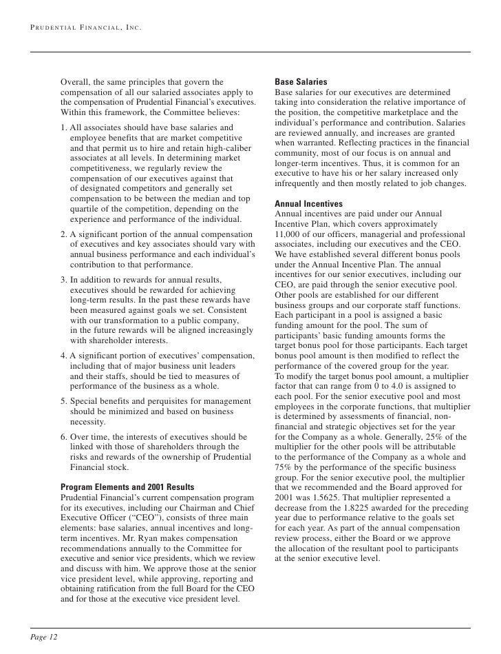 Prudential stock options