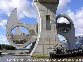 One “tub” 78ft. Long with water and boat weights about 300 tons.