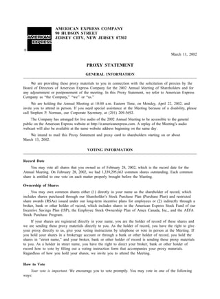 american express Proxy Statements2002