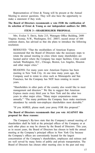 american express Proxy Statements2001
