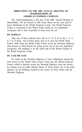 american express Proxy Statements2001