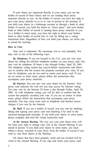 american express Proxy Statements2001