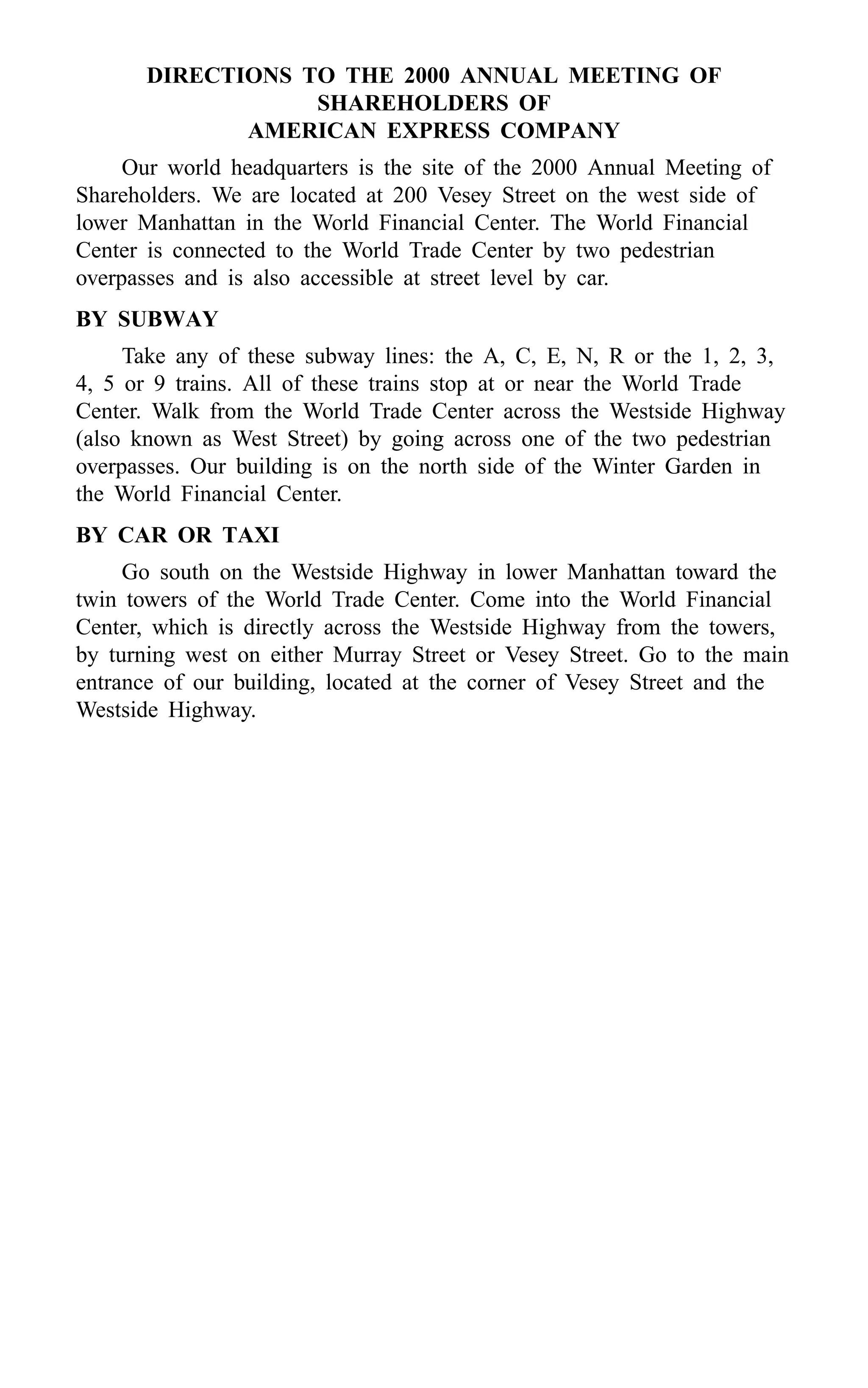 american express Proxy Statements2000