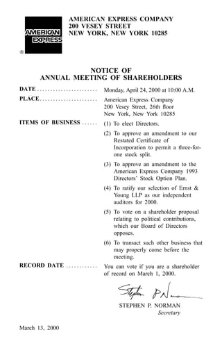 american express Proxy Statements2000