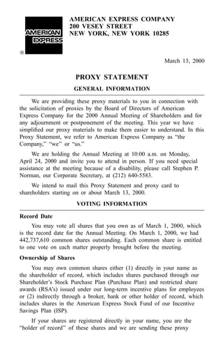 american express Proxy Statements2000