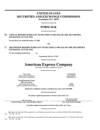 american express  10-K Filings 2005