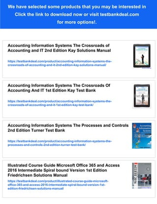 Kay Test Pdf Accounting Information Systems The Crossroads of Accounting and IT 2nd ...