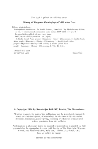 Cosmopolitan Connections The Sindhi Diaspora 18602000 Markanthony ...