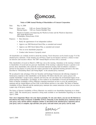 comcast 2008 Proxy Statement 
