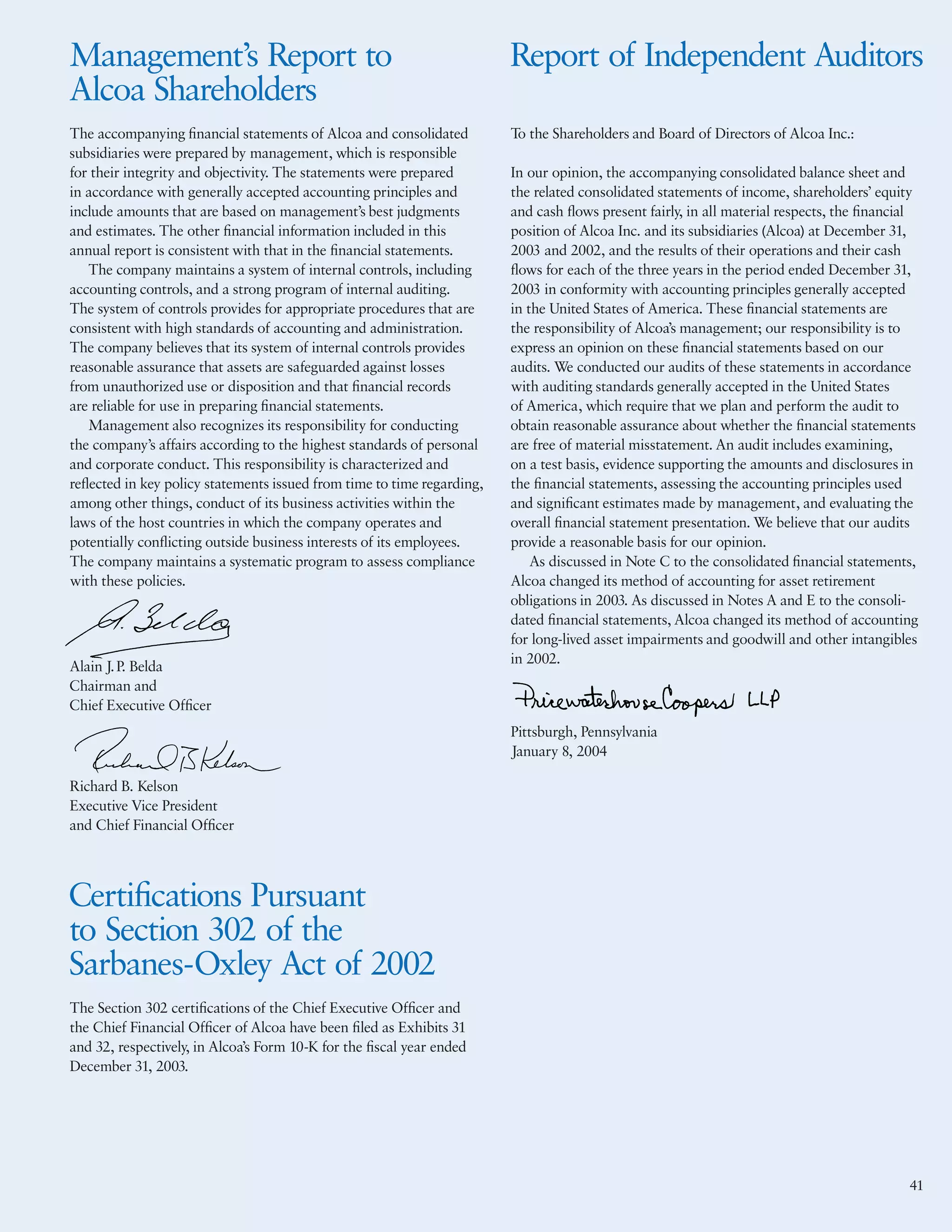 alcoa Annual Reports 2003