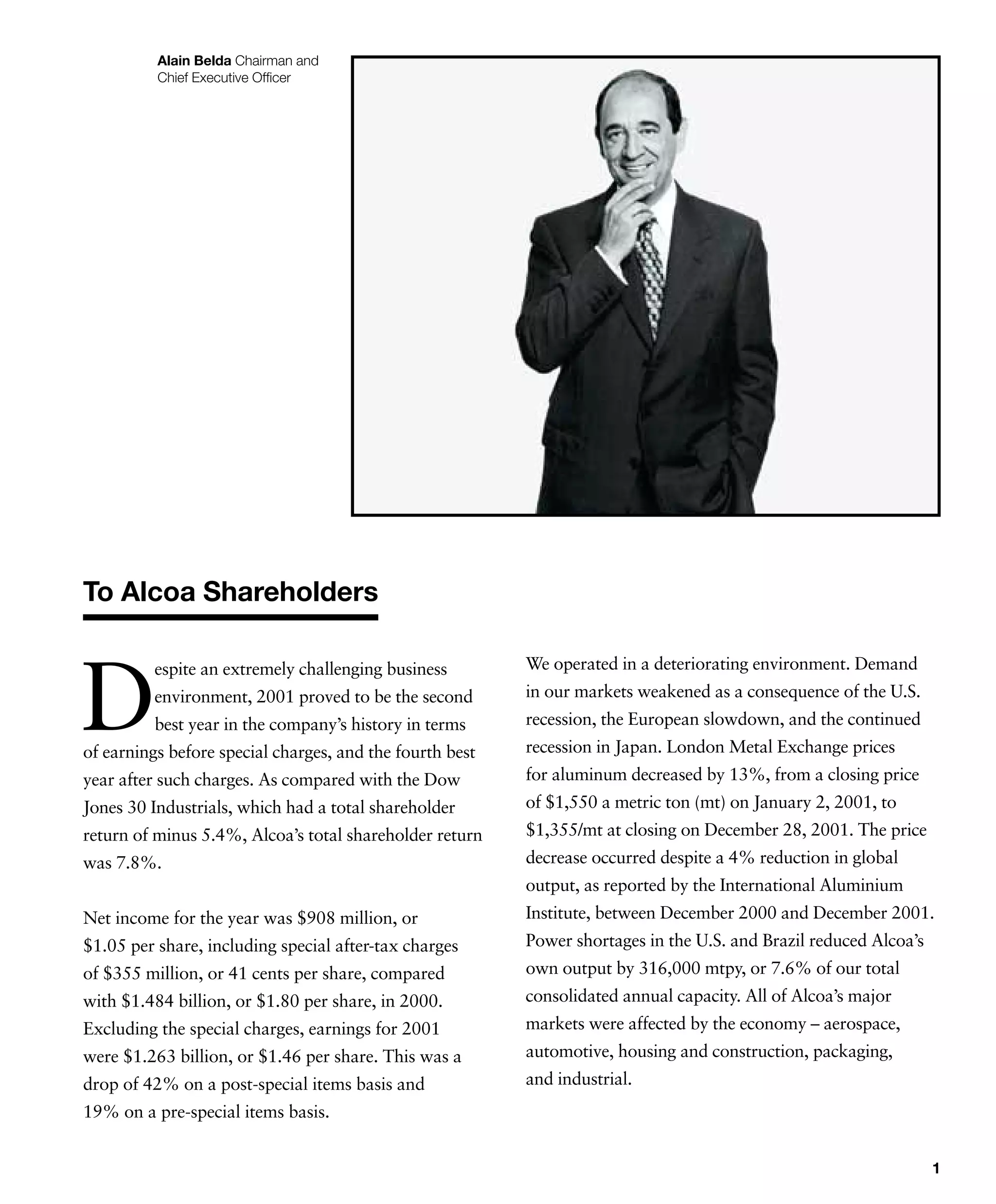 alcoa Annual Reports 2001