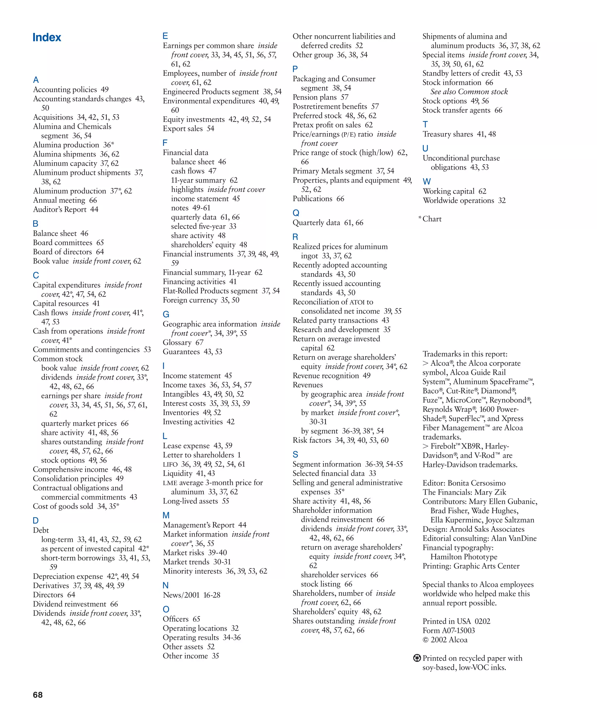 alcoa Annual Reports 2001