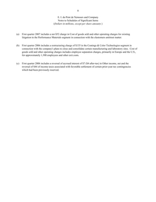 dupont Earnings Release2007 1st