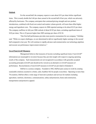 du pont Earnings Release2006 2nd