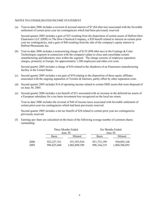 du pont Earnings Release2006 2nd