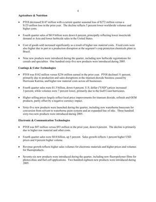 du pont Earnings Release2005 4th