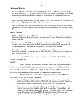 du pont Earnings Release2005 4th