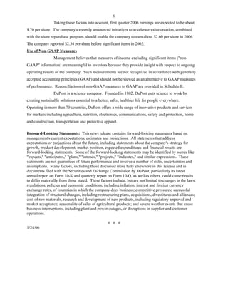 du pont Earnings Release2005 4th
