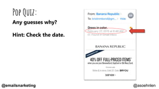Pop Quiz:
Any guesses why?
Hint: Check the date.
@asoehnlen@emailsnarketing
 
