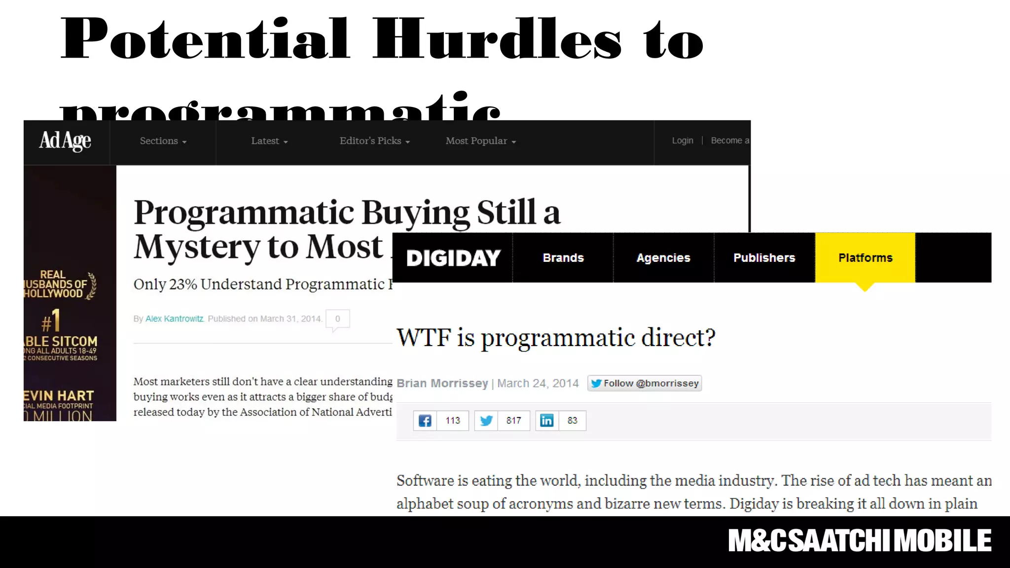 Potential Hurdles to
programmatic
 