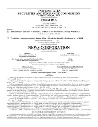 news corp 2008 Form 10-K