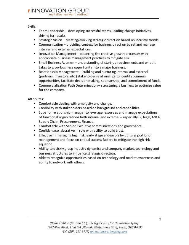 Innovation Hub Leader or Orchestrator Role Description