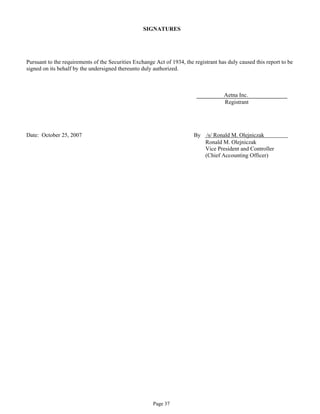 aetna Download Documentation	Form 10-Q2007 3rd