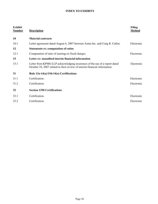 aetna Download Documentation	Form 10-Q2007 3rd