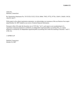 aetna Download Documentation	Form 10-Q2007 3rd