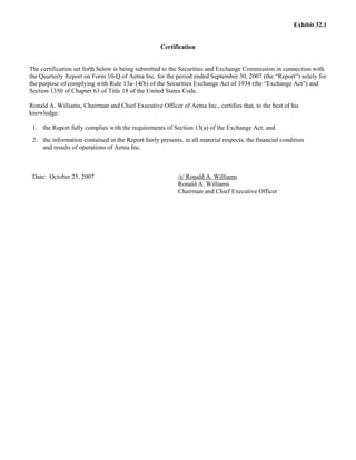 aetna Download Documentation	Form 10-Q2007 3rd