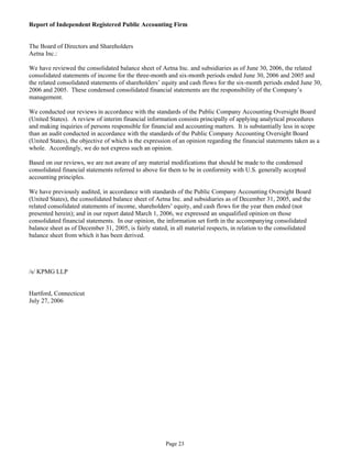 aetna form 10Q 2006 2nd