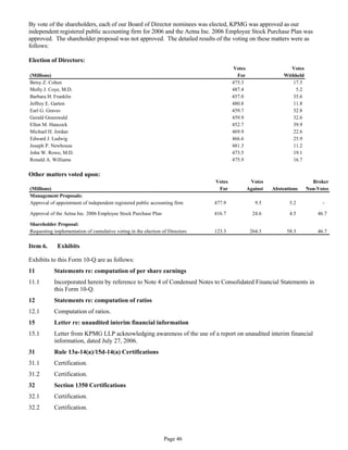 aetna form 10Q 2006 2nd