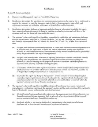 aetna form 10Q 2006 2nd