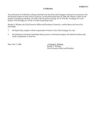 aetna form 10Q 2006 2nd