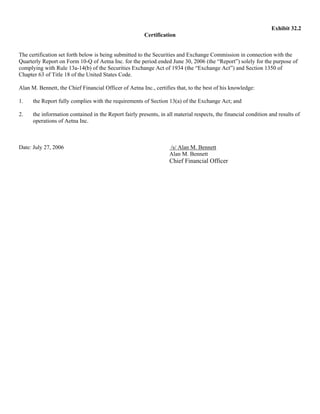 aetna form 10Q 2006 2nd