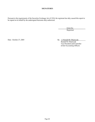 aetna Download Documentation	Form 10-Q 2005 3rd