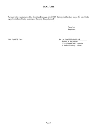 aetna form 10 k 2005 1st