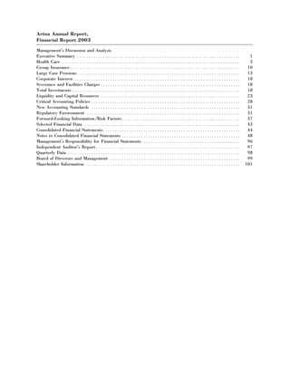 aetna 	2003 Financial Annual Report